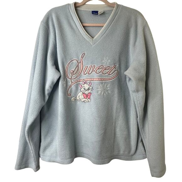 XL VTG Disney Aristocats Marie Womens Fleece Pullover Blue Sweet Embroidery Cats - Picture 1 of 5